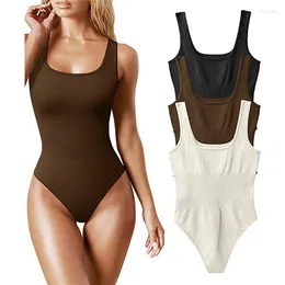 Women's Shapers White Strappy Bodysuit Sexy Backless Ribbed Romper String Femme Sleeveless Tank Top Gloved Body Female