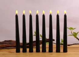 Pakiet świec z 6 czarnych urodzin LED Candlesyverwarm Biała plastikowa flomenaczna migocząca bateria Halloween2360320