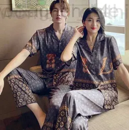 Casual Women's Sleep & Lounge designer Silk Pajamas Sets Textile Letters Women Men Couple Short Sleeve Long Pant Cardigan Sleepwear 2EX4