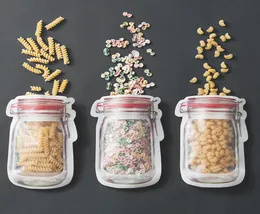 حقيبة غذائية كاملة على شكل جرة حاوية بلاستيكية صافية ماسون زجاجة النمذجة zippers تخزين الوجبات الخفيفة