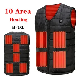 Chaquetas Chaleco calefactor de 10 áreas Hombres/Mujeres Chaleco calefactable informal con cuello en V Control inteligente Chaqueta calefactora de temperatura Abrigo de algodón Caza de invierno