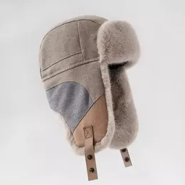 Zimowe pluszowe czapki bombowcowe dla kobiet imitacja Faux Fur Rosjan CAP Ushanka Northeast unisex ciepły śnieżny maska ​​na earflap 240108