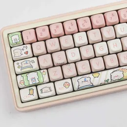 Tangentbord 140 tangenter Pink Piglet MOA Profile Key Cap Mac Square Thermal SubliMation Mechanical Tangentbord Keycaps Keyboard AccessoriesL240105