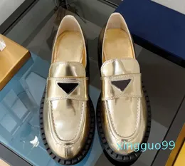 Обувь Pradity Lefu с блестками и треугольными украшениями из воловьей кожи, золотистая, серебряная, женская повседневная обувь из кожи, формальная и осенняя роскошная дизайнерская обувь