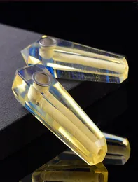 Natural Quartz Crystal Citrine Mältning Långt tobak Rökning Herb Pipes Tool With Crab by Par Promotion3872423