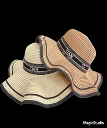 Женская дизайнерская соломенная шляпа с рюшами Модная вязаная шапка Кепка для мужчин Женские кепки с широкими полями Летние ведра Пляжные шляпы на открытом воздухе 9 стилей1199874