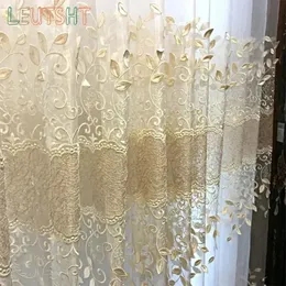 European Style Embroidered Curtain Tulles for Living Room Bedroom Dining Luxury Sheer Voile Yarn Transparent High Grade Drape 240109