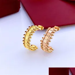 Stud Titanium Steel Earring for Woman Exquisite Simple Fashion C Diamond Gold Color Ring Lady örhängen älskar smycken gåva Drop Deliver Dhruz
