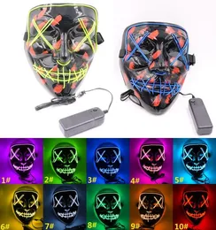 10 colores EL Wire Ghost Mask Slit Mouth Light Up Máscara LED brillante Cosplay de Halloween Máscara LED brillante Máscaras de fiesta WCW6756975225