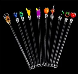 10pcslot swizzle sticks 와인 유리 손잡이 칵테일 칵테일 저어 스틱 과일 주스 마들러 레스토랑 바 파티 7704583