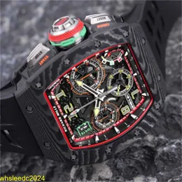 Reloj de lujo RichardMiler RM65-01 relojes para hombre TPT reloj con esfera de fibra de carbono negro 43,15*49,95mm aguja de doble seguimiento HBVL