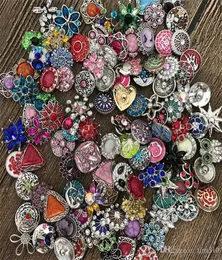 50pcslot High quality Mix Many styles 18mm Metal Snap Button Charm Rhinestone Styles Button rivca Snaps Jewelry NOOSA button 5091870