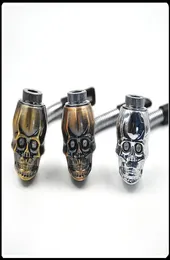 Skull shape metal smoking pipes rasta reggae pipe LED 3 colors flexional flectional Smoking Pipes Tobacco Pipe Cigarette Smoking P1443539