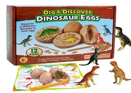 DIG Discover Dino Egg Expatation Zestaw zabawek Unikalne jajka dinozaurów Easter Archeology Science Prezent Dinozaur Party Favours for Kids Boy G7688570