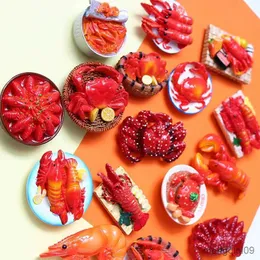 5PCS Fridge Magnets Creative personality 3D lobster crab cute food refrigerator fridge magnet sticker room home decoration collection gift