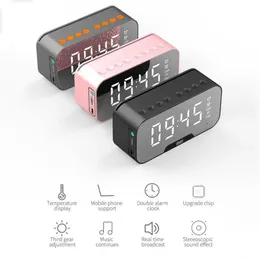 Connectors Portable Wireless Bluetooth 5.0 Högtalarkolonn Super Bass Stereo Subwoofer med TF Aux Mirror Alarm Clock FM Mottagare Radio