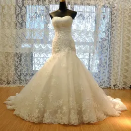 Suknie ślubne Vestido de noiva Sereia z aplikacją bez rękawów bez pleców bez pleców sukienki ślubne Długie sukienki ślubne DH4175