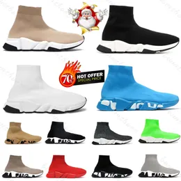 Designer Geschwindigkeiten 2.0 V2 Casual Shoes Plattform Sneaker Männer Frauen Dreifacher S Paris Socks Boots Marke Schwarz weiß blau hell Rubin Graffiti Luxus-Trainer Sneakers 36-45