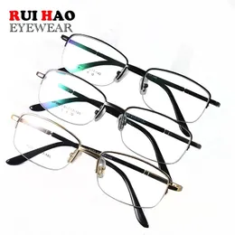 Rui Hao Eyewear Brand Eyeglasses Frame Men Spring Spring Temple Rectangle Glasses Prescription Prescription 240109