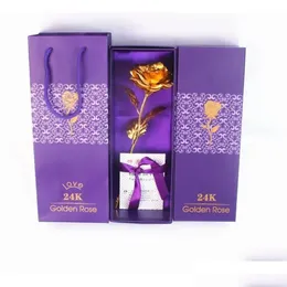 Ghirlande di fiori decorativi 24K Gold Rose Regalo di San Valentino per Fridend Decorazioni per la casa di nozze con fiori artificiali Drop D Dhidu