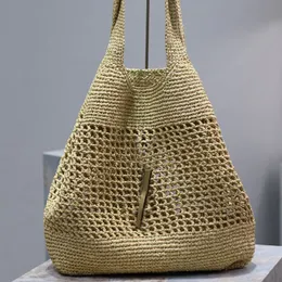 Halm handväska designer väska klaff designer plånbok stor kapacitet tote väska sommar strand väska helg rese shopping axel väska handväskor handväska metall hårdvara brev