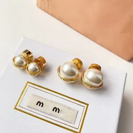 Stud 18k gold M brand letters designer earrings stud for women retro vintage luxury pearl round ball double side wear Chinese earring earings ear rings charm jewelry