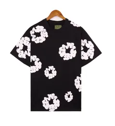 Camiseta masculina designer nova manga curta em torno do pescoço pulôver camisola jaqueta colorida impressão carta tamanho solto algodão espuma impressão retro hip hop camisa