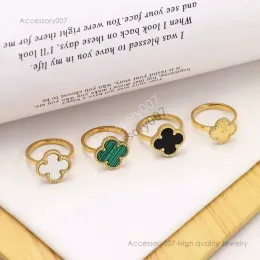 Designer de jóias anéis 2023 clássico homens e mulheres anel de noivado moda shell mãe shell trevo de quatro folhas anel de alta qualidade 18k banhado a ouro jóias de luxo
