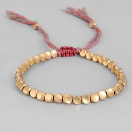 Pulsera de cuerda de la suerte con cuentas de cobre y algodón trenzado budista tibetano hecha a mano para mujeres y hombres, pulseras de hilo 240109