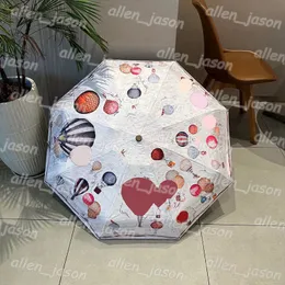 Ombrello di design Ombrello in gomma con protezione solare Bianco Automatico Stampa semplice Ombrello tre pieghe Confezione regalo