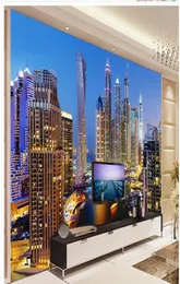 Vacker Dubai Night View Living Room Mural 3D Wallpaper 3D Wall Papers för TV Backdrop2796601