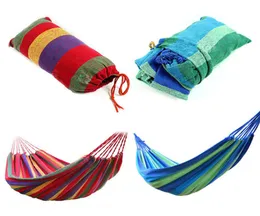 Garden Cotton Hammocks Bekvämt tyg hängande bärbar hängande hållbar hängmatta med resväska perfekt för camping utomhus i2817229