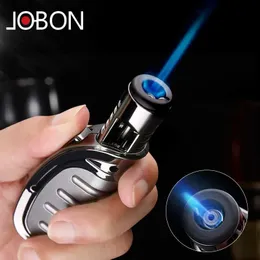 Jobon Metall-Feuerzeug mit blauer Flamme, kreativ, für den Außenbereich, winddicht, kein Gas, aufblasbares Feuerzeug, geeignet für Zigarren, Küche, Grill, Zündung