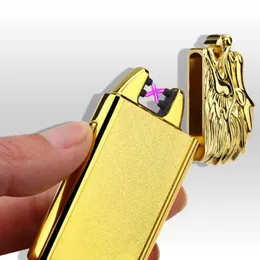 Heißer Verkauf USB-Lade Wasserhahn Metall Leichter Persönlichkeit Kreative Doppel Arc Winddicht Leichter männer High-End-Geschenk