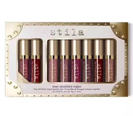 StockmakeupでStarstudded 8液リップスティックセット8pcsボックス長持ちするクリーミーなシマーリキッドリップスティック高品質のepacket4887550