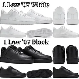 Klassiker 1 En avslappnad designerskor för män Kvinnor Triple White Black 1 Low '07 Mens Trainers Outdoor Sports Sneakers Storlek 36-47