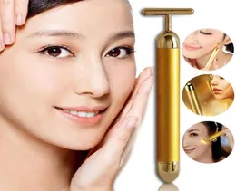 Barra de belleza energética para adelgazar la cara 24k oro vibración belleza Facial rodillo masajeador Stick Lift estiramiento de la piel barra para arrugas Face2970640