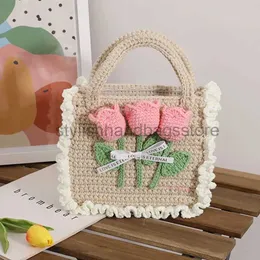 TOTES Piękne tulipany ręcznie tkany torba Heted Materiał DIY DREAMED Prezent dla dziewczynystylishhandbagsstore