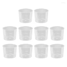 Copos de medição de mistura de plástico graduados, transparentes, 15ml, copo para pintura, resina epóxi, arte, laboratório de cozinha, 10 peças