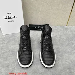 Sneaker in pelle Playoff BERLUTI Scarpe casual da uomo Berluts Nuove scarpe sportive alte da uomo in pelle di vitello goffrata con colore spazzolato Uomo alla moda e di tendenza La HBCH