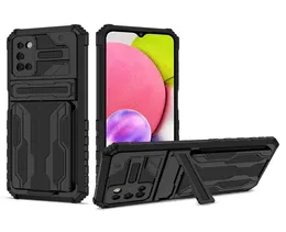 Tunga stötsockfodral Skyddsskydd Kickstand Dropproof Protection Wallet Case med kortinnehavare Fit Samsung Galaxy A03S A7767975