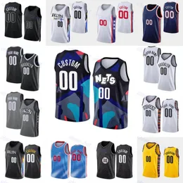 Custom 2023-24 موسم خياطة كرة السلة Jersey Ben 10 Simmons 1 Mikal Bridges 33 Nicolas Claxton Noah Clowney Dariq Whitehead Lonnie Walker IV Dennis Smith Jr.