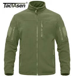 TACVASEN Taktische grüne Fleecejacke mit durchgehendem Reißverschluss, warme Thermo-Arbeitsmäntel, Herrentaschen, Safari-Wander-Outwear, Windjacke 240110