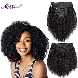 Maxine 4A 4B Hair Kinky Curly Clip In Human Full Head Sets Afro Ins Bundles Natural Black 240110