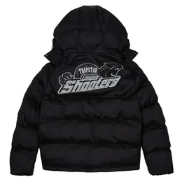 Men's Jackets Trapstar London SHOOTERS HOODED PUFFER JACKET BLACK REFLECTIVE Puffer Jacket Embroidered Thermal Hoodie Men Winter Coat Tops 240109