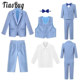 Kids Boys Tuxedo Wedding garnitury dziecięce niemowlę formalny strój blezer kamizelki koszule dżentelmen garnitur do chrztu chrzest 240109