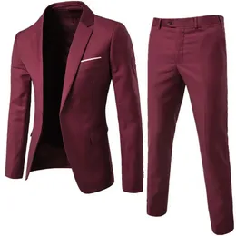 2PCSSET MALE SUITS BLAZER SLIM BUSINESSフォーマルドレスウエストコートグルームマンスーツ絶妙な除草オフィスセット薄い240110