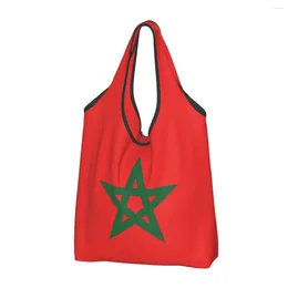 Borse per la spesa Borsa riutilizzabile con bandiera del Marocco Borsa da donna Borsa portatile per la spesa patriottica marocchina orgogliosa