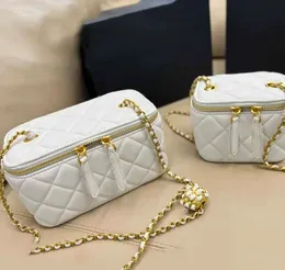 Designer quente sacos de cosméticos caixa vaidade casos couro genuíno acolchoado diamante bolsas luxo ouro metal ajustador