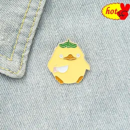 Fun Cartoon Cute Yellow Duck Holding A Knife In Hand Design Metal Enamel Brooch Creative Personality Badge Best Friend Gift Pin